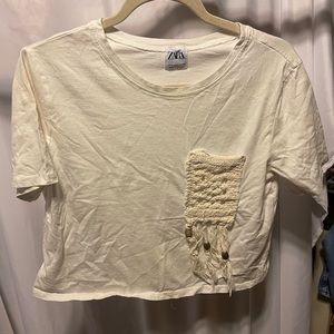 Zara white crop top
